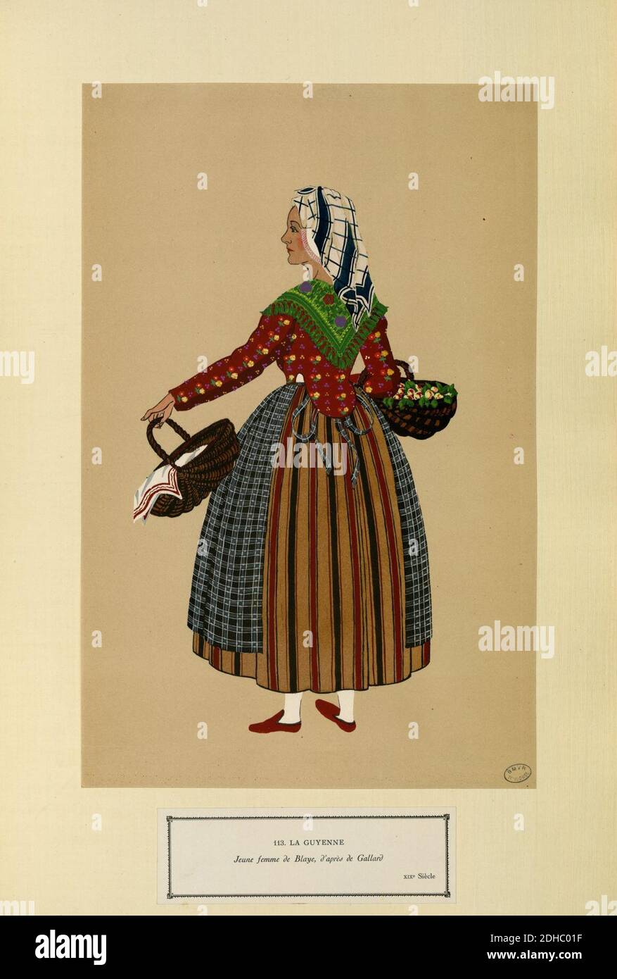 La Guyenne - Jeune femme de Blaye, d'après de Gallard - XIXe siècle (Nr. 113) - Fonds Ancely - B315556101 A GARDILANNE 021. Stockfoto