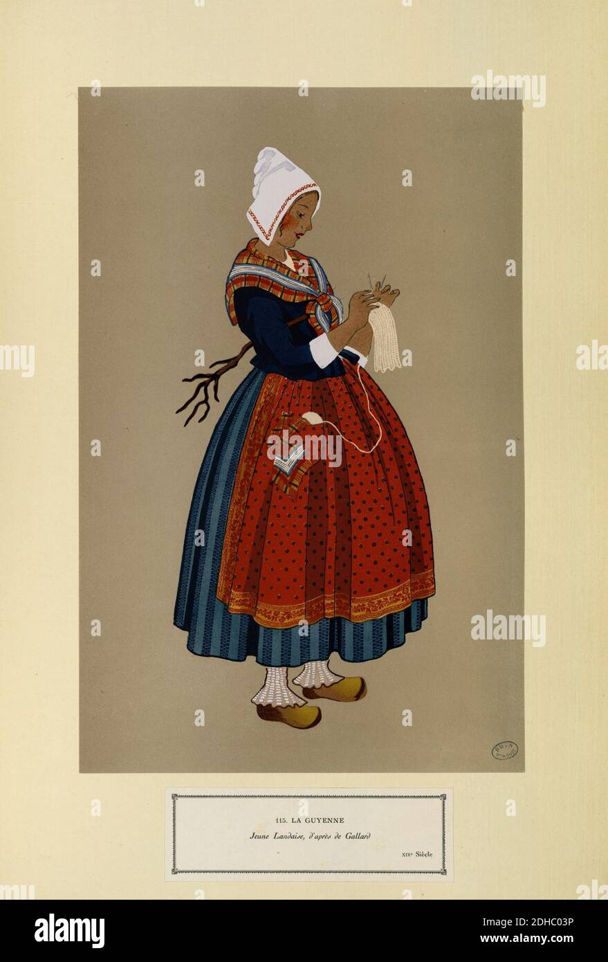 La Guyenne - Jeune Landaise, d'après de Gallard - XIXe siècle (Nr. 115) - Fonds Ancely - B315556101 A GARDILANNE 023. Stockfoto