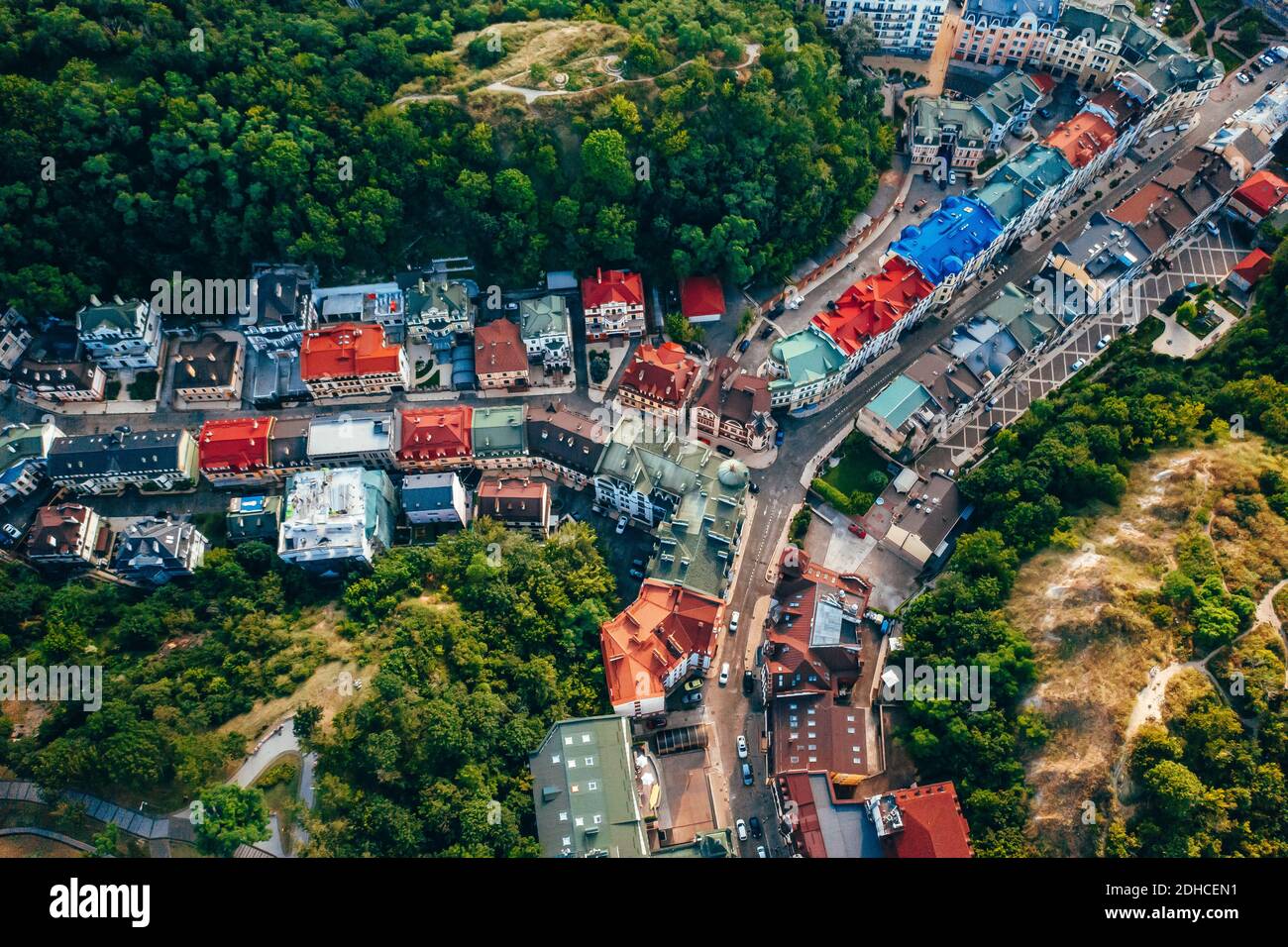 Luftpanoramic Blick auf die Andreevsky Abstieg Stockfoto