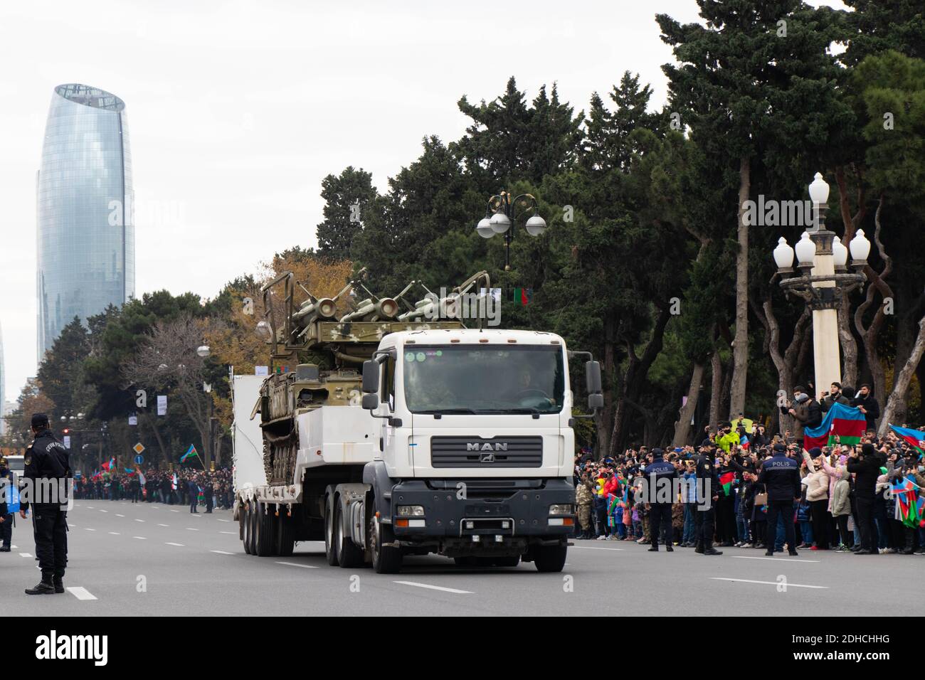 Armenische Luftwaffe Raketensystem von Aserbaidschan Armee gefangen genommen. 2K12 KUB Selbstfahrender Raketenwerfer. Baku - Aserbaidschan: 10. Dezember 2020. Stockfoto