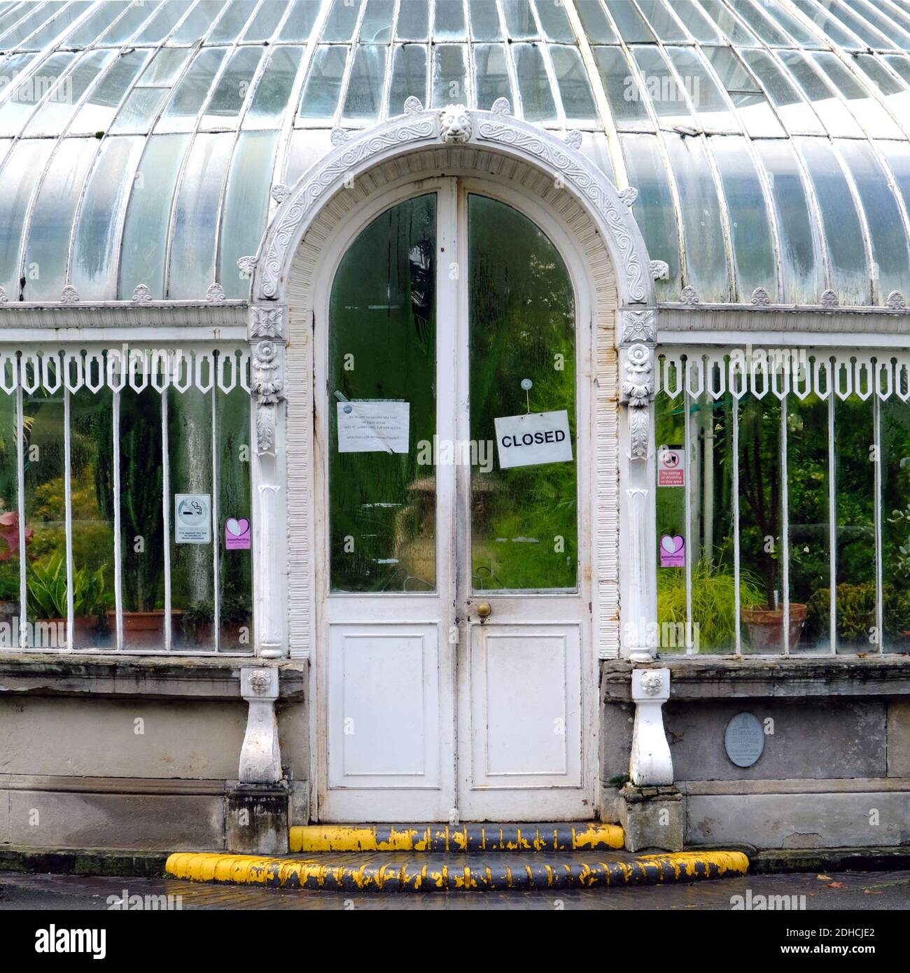 Palmhouse in Belfast Botanical Gardens, (wegen Covid 19 geschlossen) Stockfoto