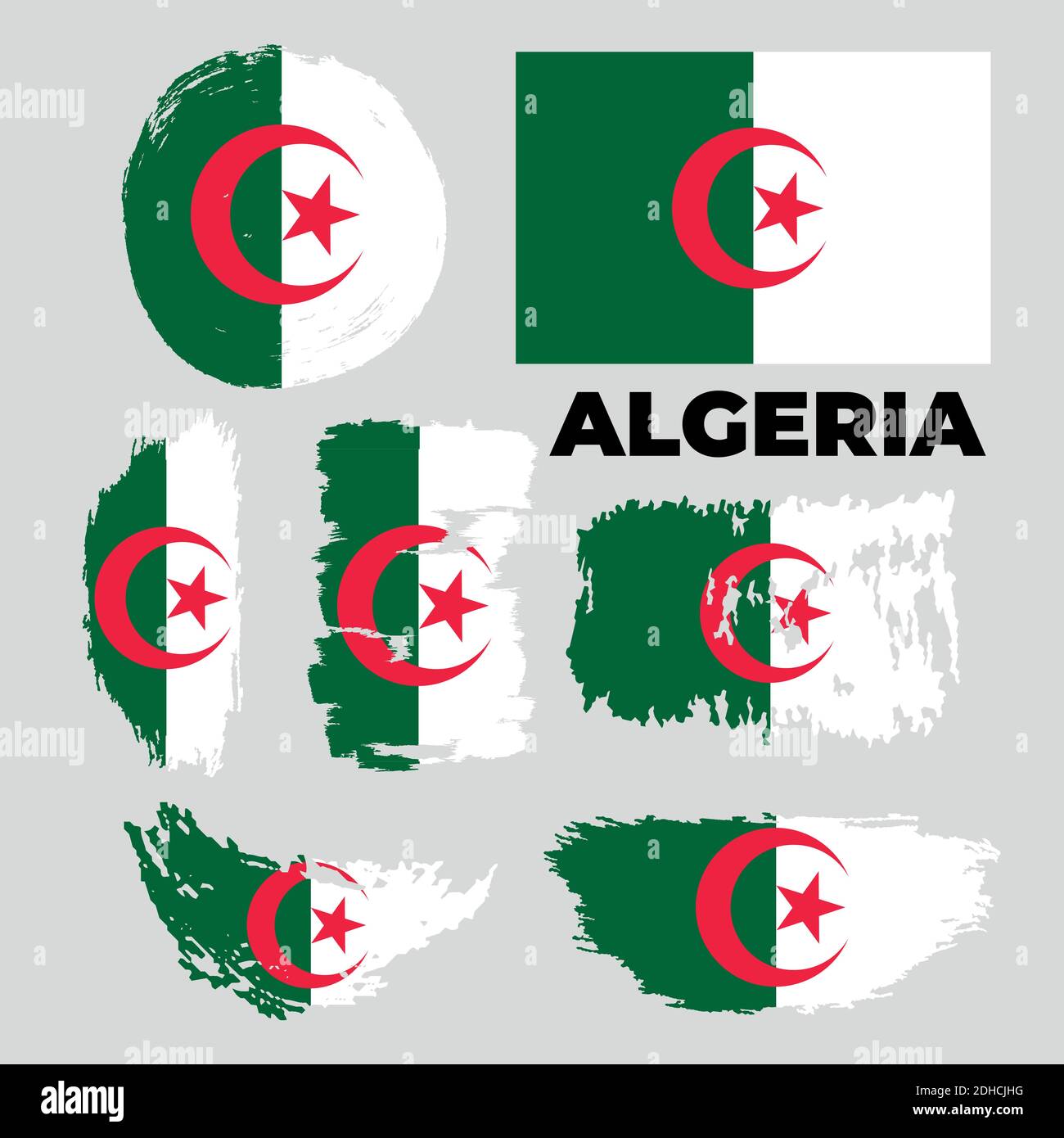 Vektor Strukturierte Grunge Illustration einer wehenden Flagge von Algerien. Stock Vektor