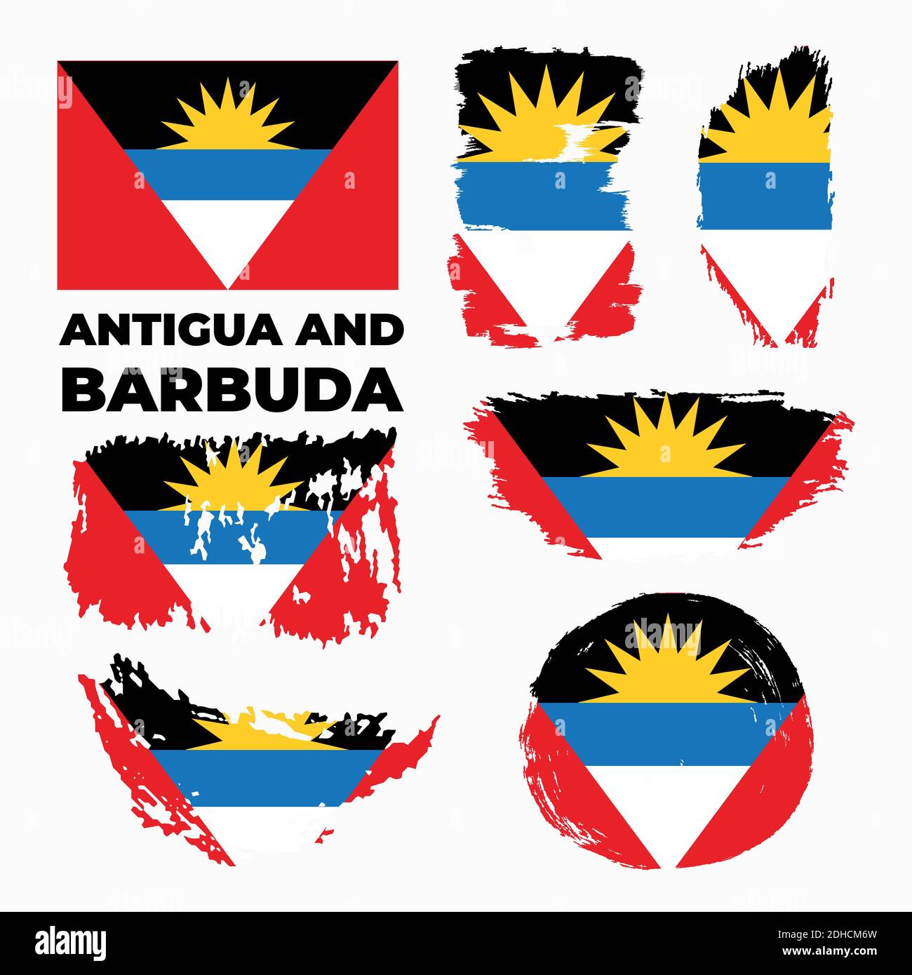 Pinsel Flagge von Antigua und Barbuda Land. Alles gute zum Tag der Unabhängigkeit. Stock Vektor