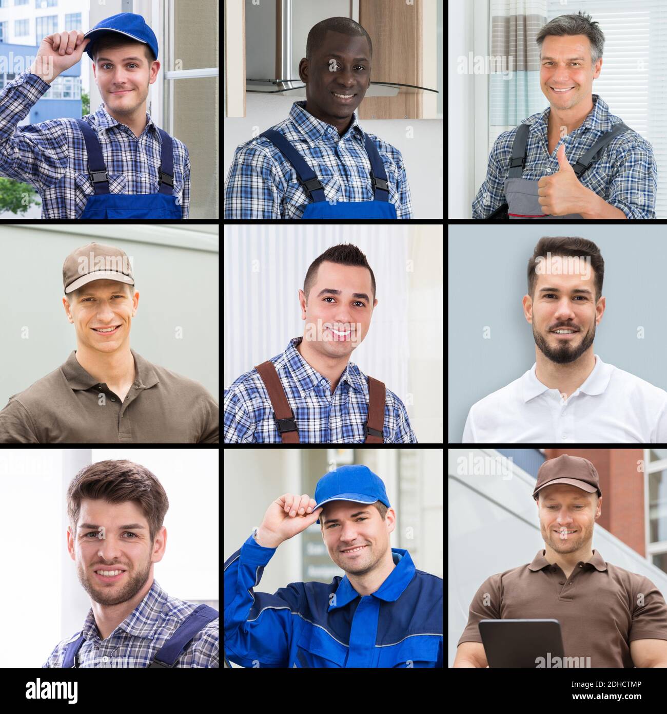 Diverse Workman Engineer Worker Collage Portrait Set Stockfoto Diverse Workman Engineer Worker Collage Portrait Set Stockfoto
