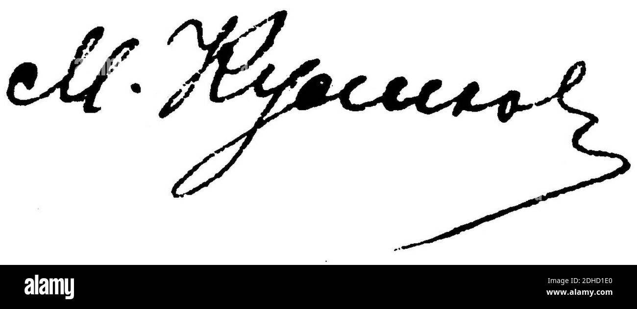 Kulikov MF Unterschrift. Stockfoto