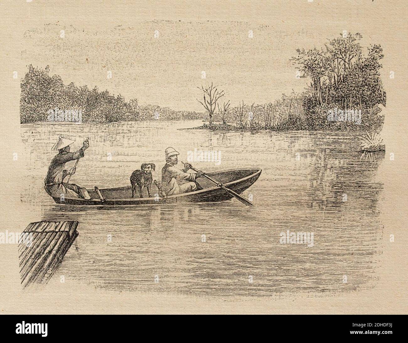 L. Girod-Dix ans de Haut-Tonkin-1899-barque. Stockfoto