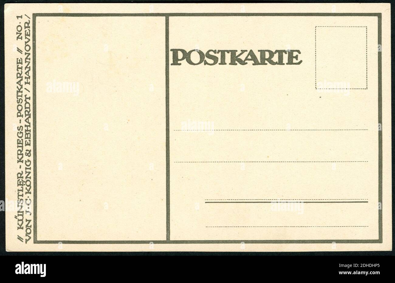 Künstler-Kriegs-Postkarte No. 1 von J. C. König & Ebhardt, Hannover, Heinz Keune, Orients Erwachen, Adresse. Stockfoto