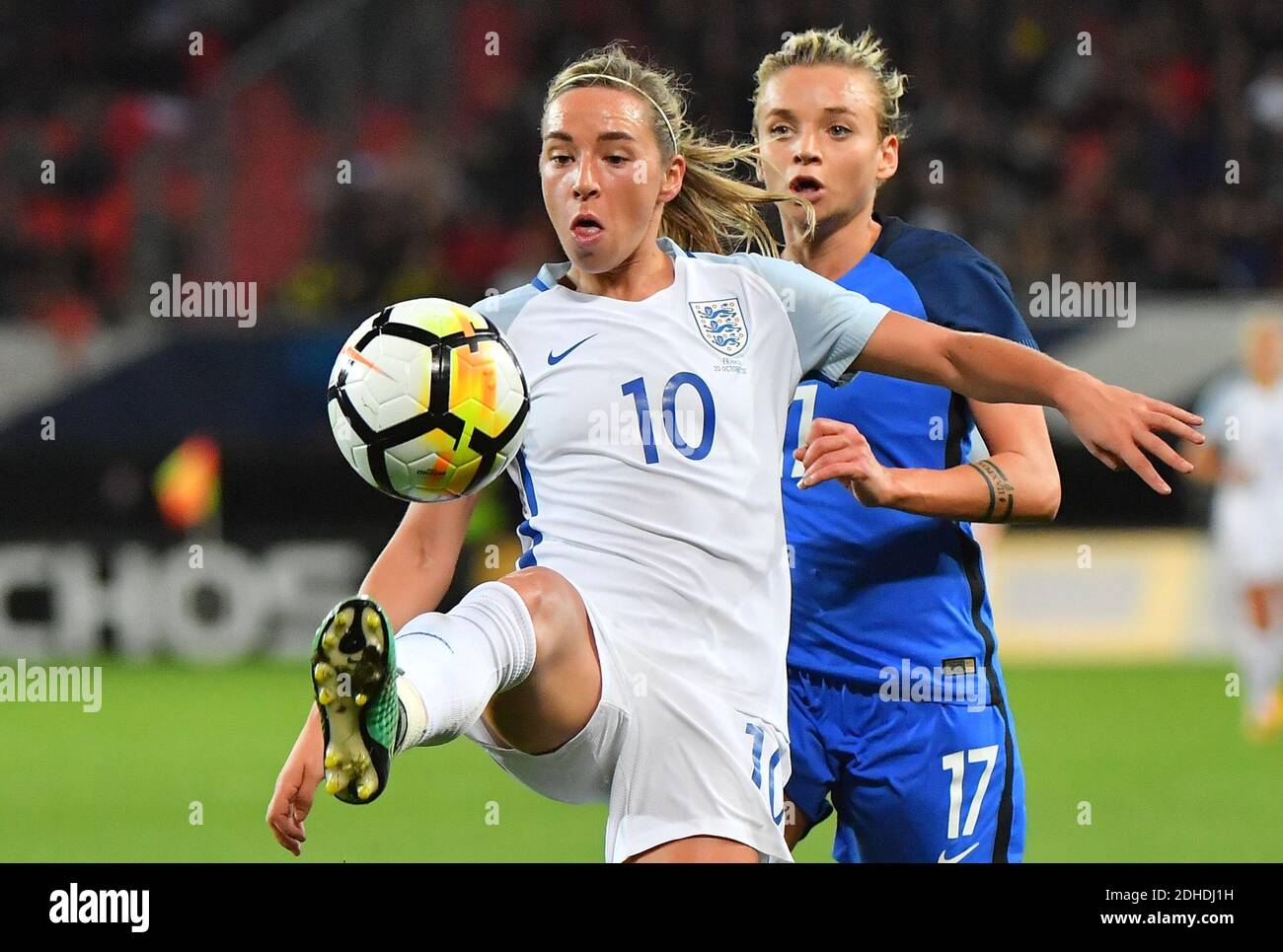 England 's Jordan Nobbs während der Internationalen Freundschaftsspiel zwischen Frankreich und England im Stade du Hennegau am 20. Oktober 2017 in Valenciennes, Frankreich statt. . Foto von Christian Liewig Abacapress.com Stockfoto