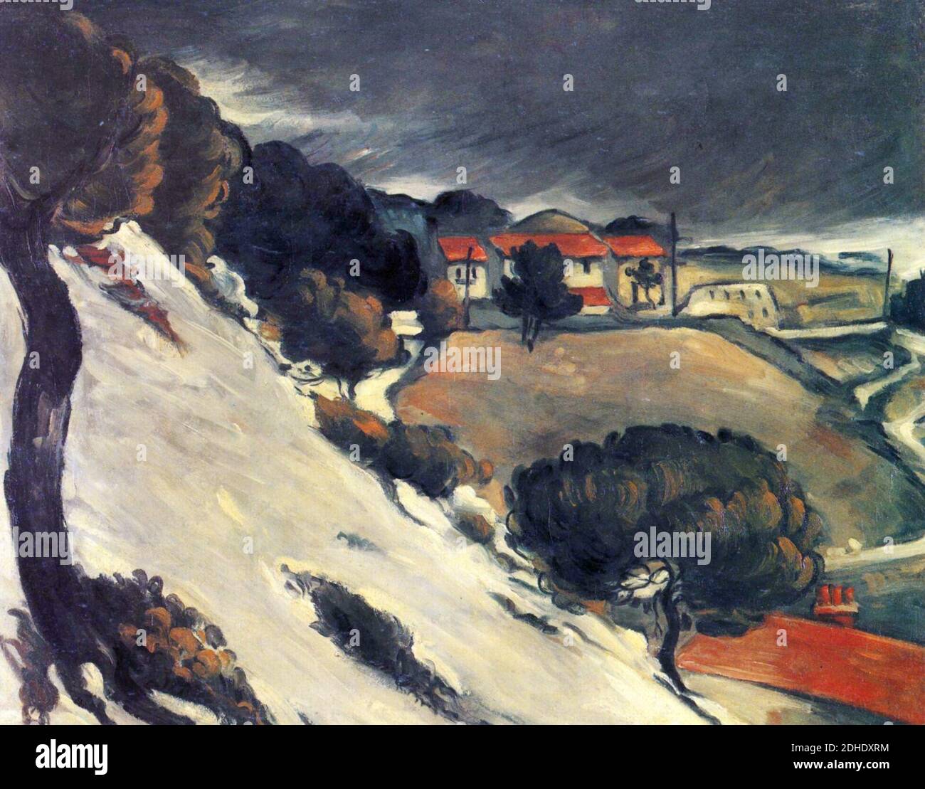 L'Estaque, neige fondante, par Paul Cézanne. Stockfoto