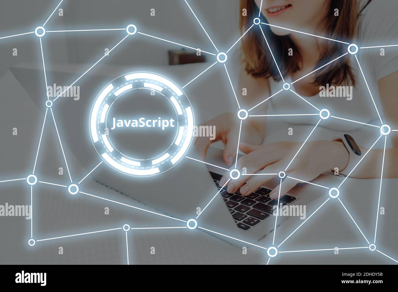 Beliebte Sprache javascript für die Programmierung im globalen Netzwerk. Stockfoto
