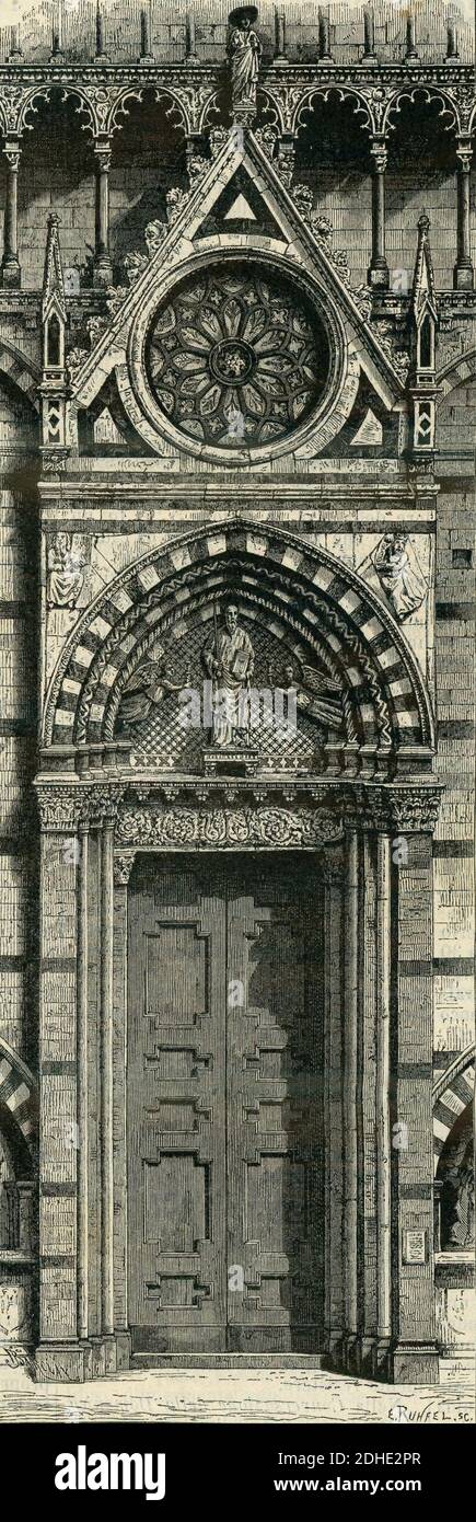La porta Maggiore della chiesa di San Paolo a Pistoia. Stockfoto