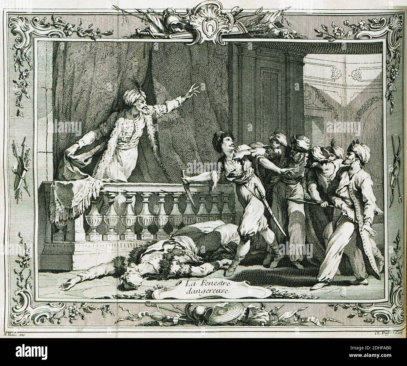 La Fenestre Dangereuse - Guer Jean Antoine - 1746. Stockfoto
