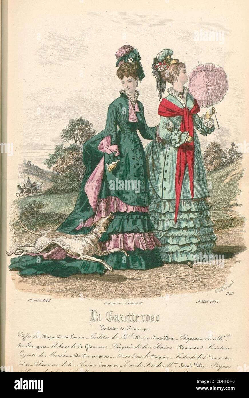 La Gazette Rose, 16. Mai 1874; Robe à tournure. Stockfoto