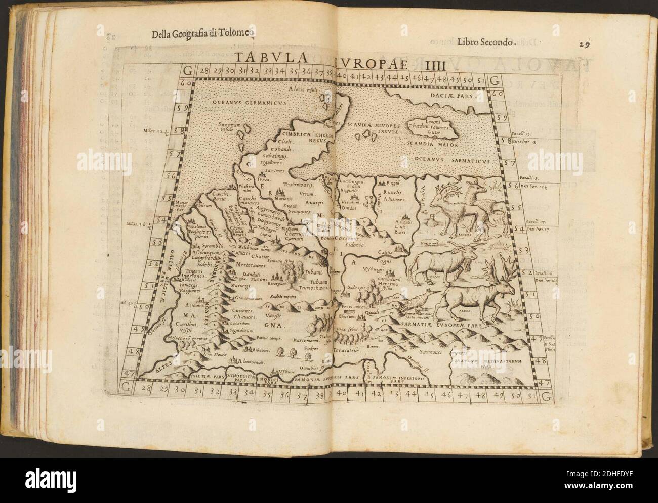 La Geografia di Claudio Tolomeo Alessandrino, Tradotta di Greco nell'Idioma Volgare Italiano da Girolamo Russcelli (1598) 06. Stockfoto