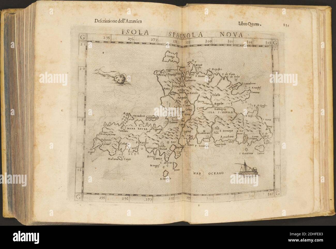 La Geografia di Claudio Tolomeo Alessandrino, Tradotta di Greco nell'Idioma Volgare Italiano da Girolamo Russcelli (1598) 66. Stockfoto