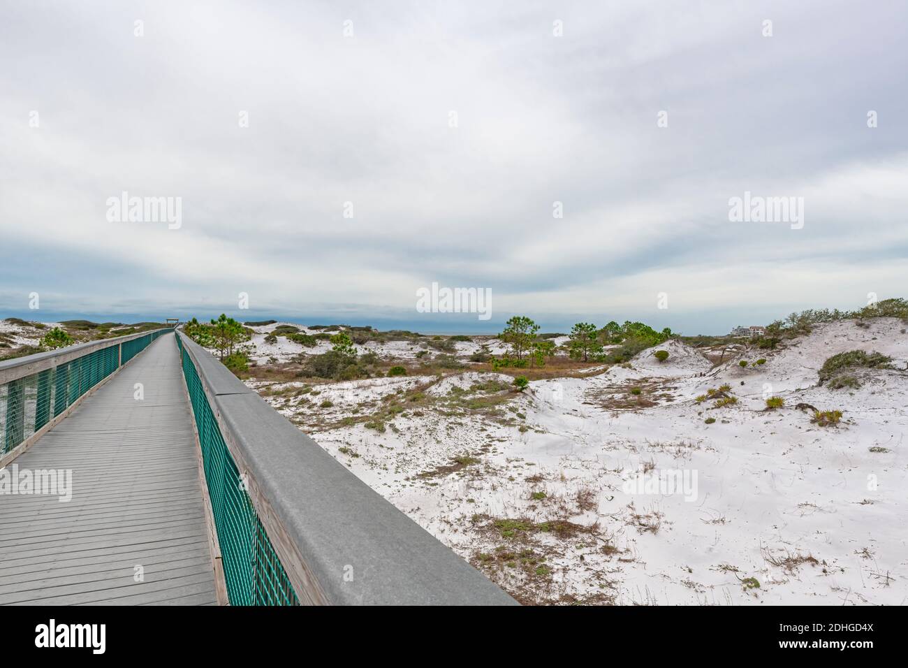 Deer Lake State Park, South Walton County, Florida. Promenade zum Strand. Zucker weiße Sanddünen Stockfoto