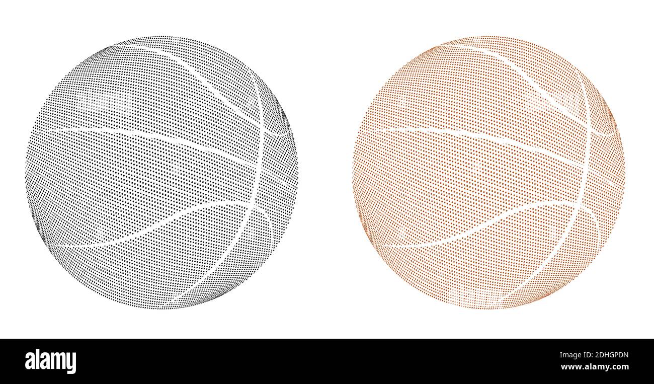 Basketball-Ball-Symbole mit Reliefbespannung Stil. Teamsport, aktiver Lebensstil. Isolierter Vektor auf weißem Hintergrund Stock Vektor