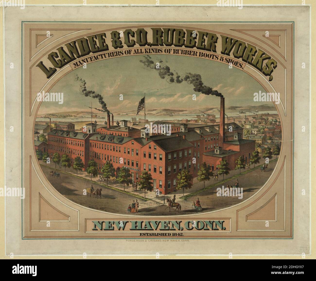 L. Candee & Co., Gummi, Hersteller von allen Arten von Gummi Stiefel & Schuhe. New Haven, Anschl. Gegründet 1842 Stockfoto
