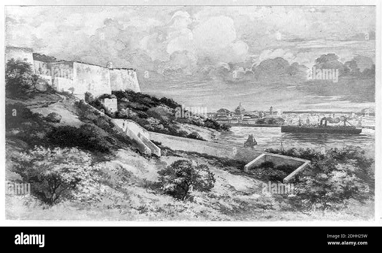 La Cabaña Festung Havanna Kuba; Schiff auf der rechten Seite Stockfoto