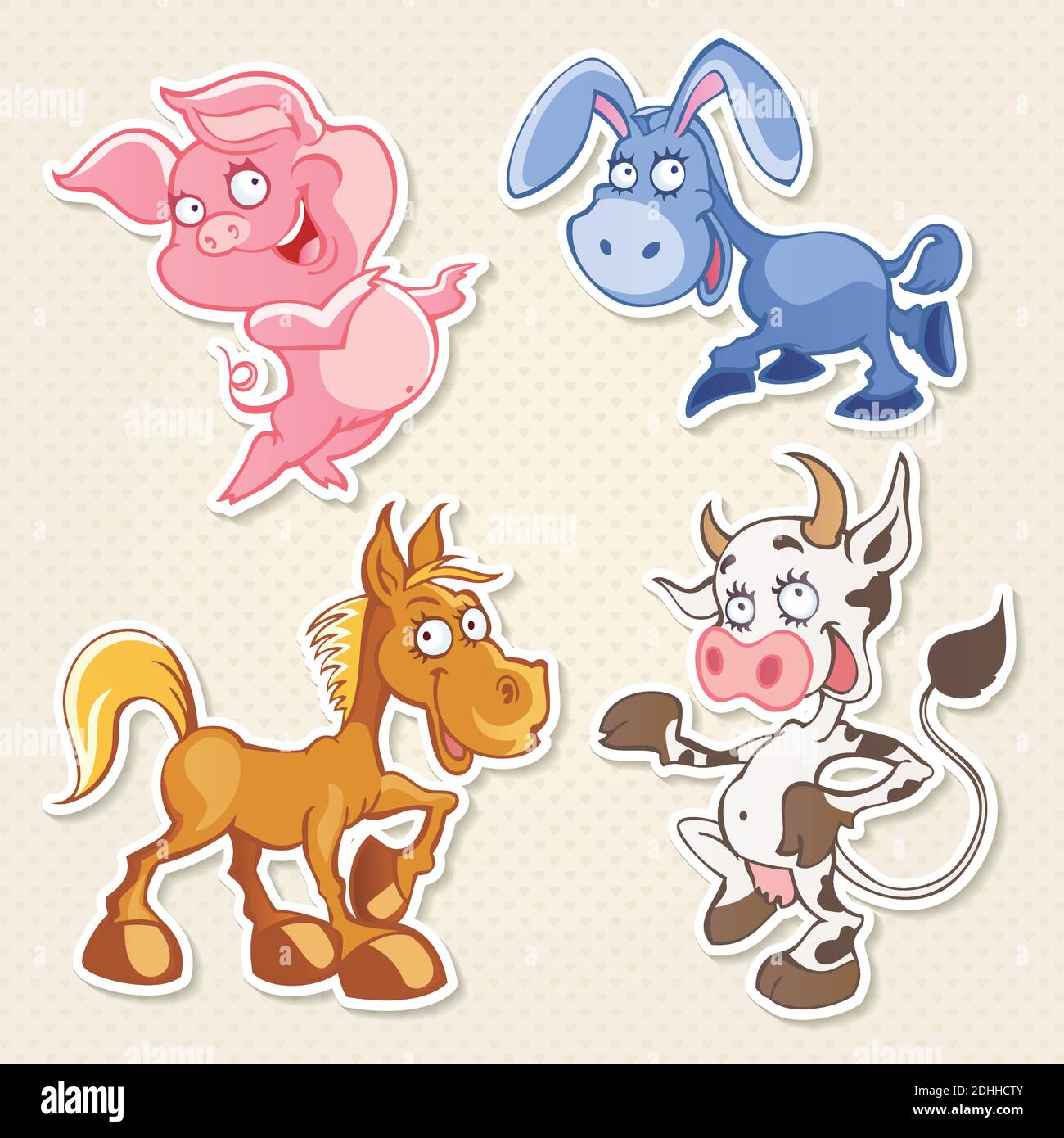 Vector Bauernhof Tiere Cartoon-Figuren in lustigen Stil Stock Vektor