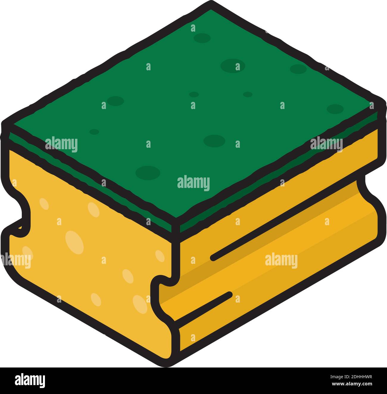 Teller Waschen Schwamm Vektor illline Symbol, Hausarbeiten und Hausarbeit symbol.ustration Stock Vektor