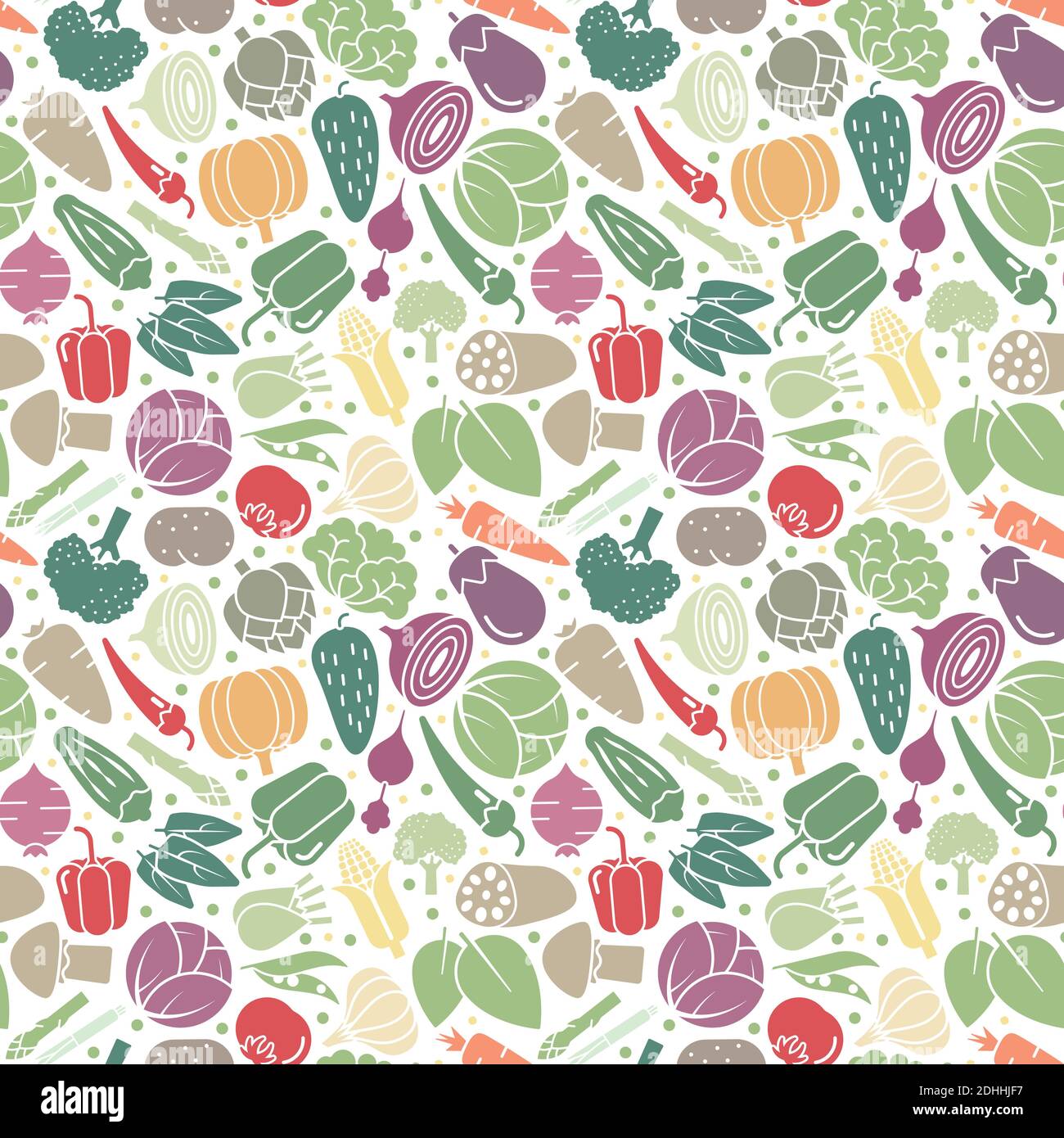 Vielzahl von gesunden Gemüse nahtlose Vektor-Muster-Tapete. Frische Lebensmittel Hintergrund. Stock Vektor