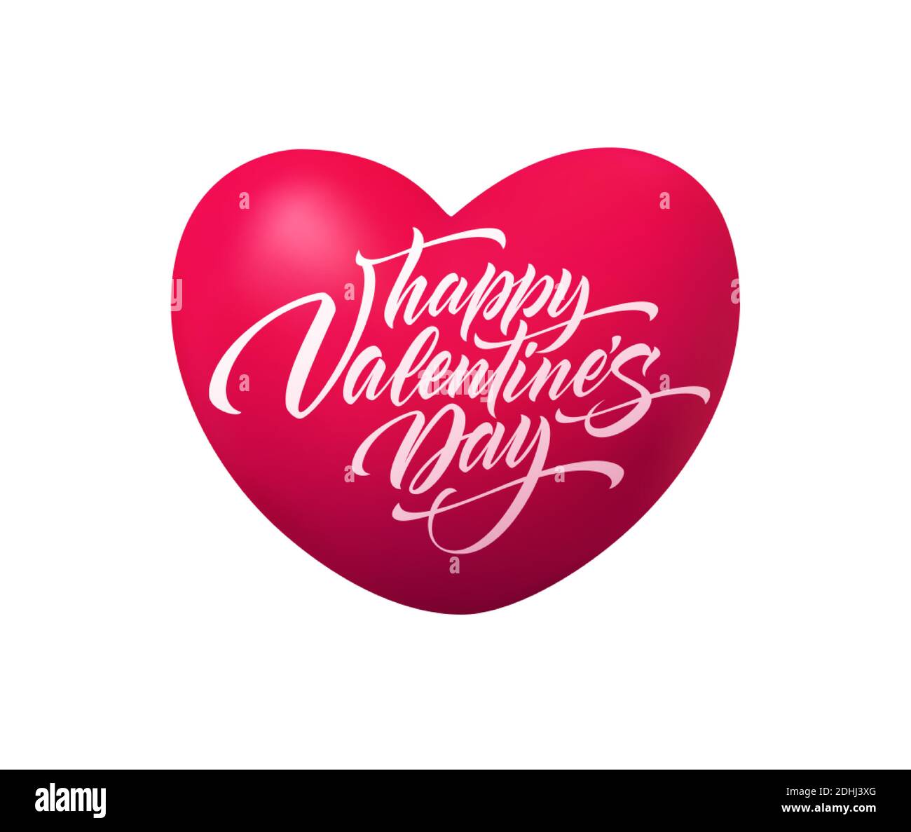 Realistische rote Herzform mit Aufschrift Happy Valentines Day. Vektorgrafik Stock Vektor