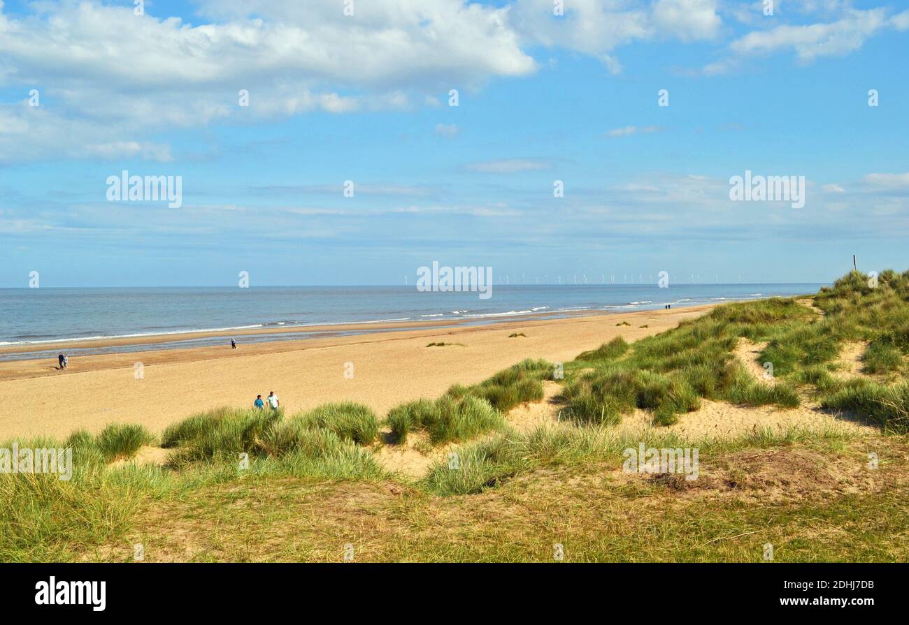 Sanddünen am Winterton Beach, Norfolk, Großbritannien Stockfoto