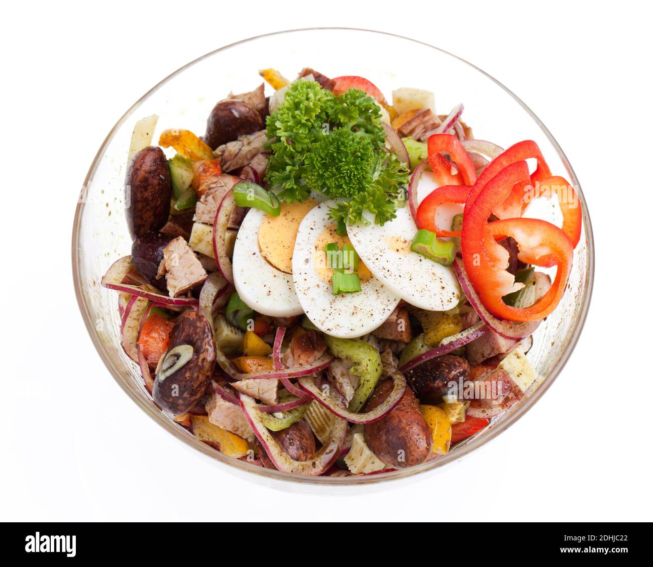 Ein Bauernsalat aus der Vogelperspektive Stockfoto