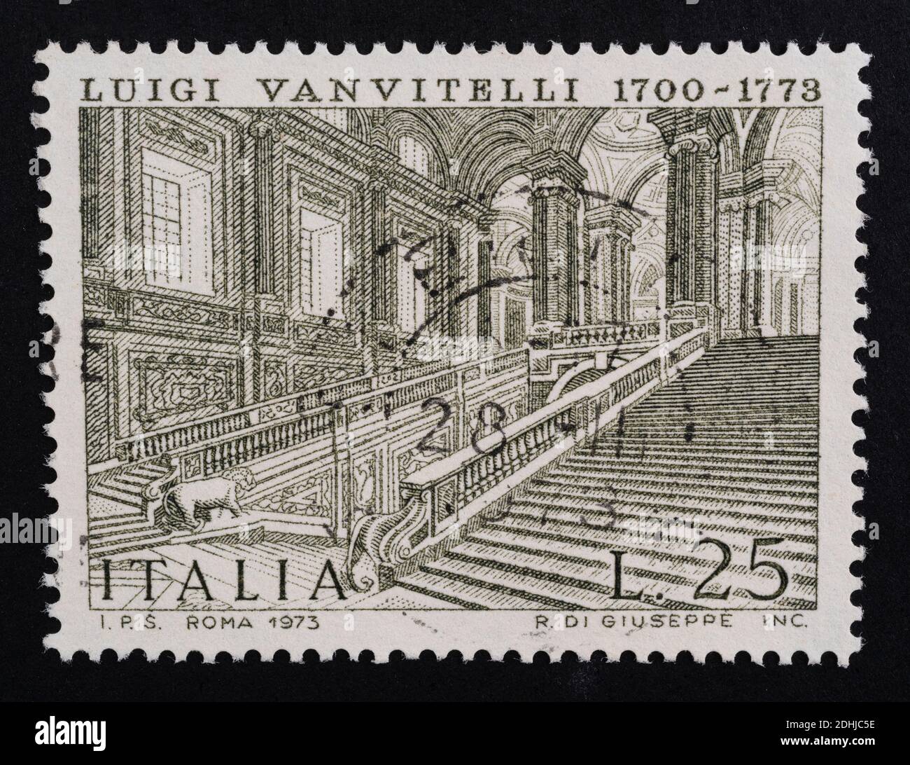 Udine, Italien. 10. Dezember 2020. Das Gedenken an Luigi Vanvitelli auf einer italienischen Briefmarke Stockfoto