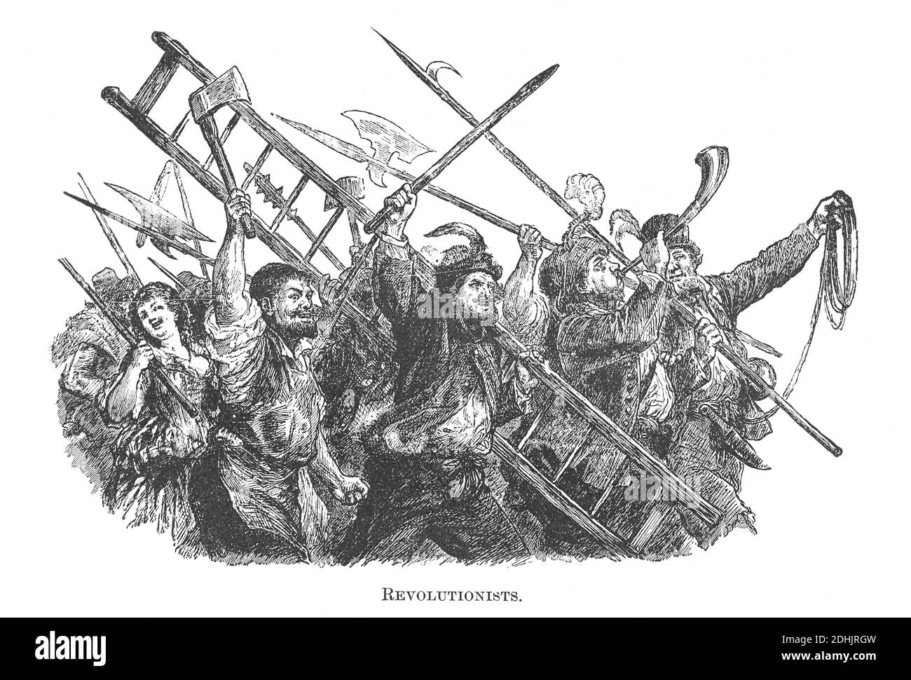 19th-century Illustration einer Gruppe von einem französisch Revolutionären, um 18. Jahrhundert. Original-Kunstwerk in "EINE Bildgeschichte der Welt veröffentlicht Stockfoto