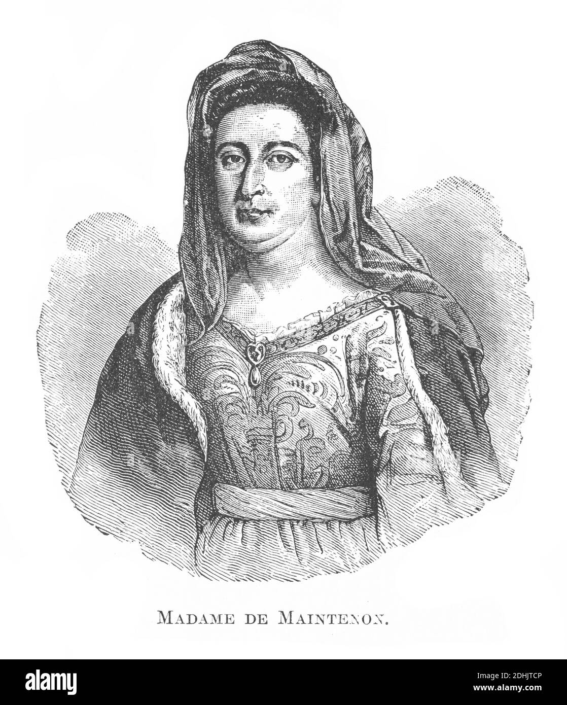 Illustration des Porträts von Françoise d'Aubigné, Marquise de Maintenon (27. November 1635 – 15. April 1719), war die zweite Frau von König Lou Stockfoto