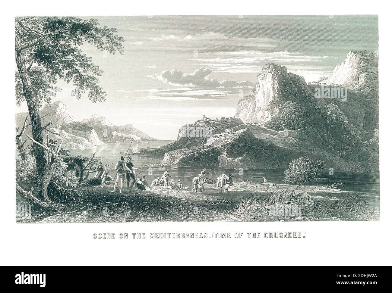 19. Jahrhundert Illustration von "Szene auf dem Mittelmeer. (Zeit der Kreuzzüge)" von S. Rosa. Original-Kunstwerk in 'EINE Bildgeschichte der Th veröffentlicht Stockfoto