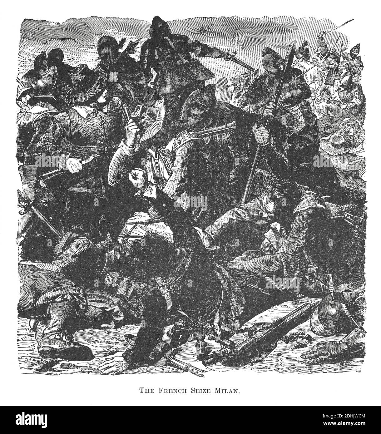 19. Jahrhundert Illustration der Szene, wo Französisch Krieger, unter der Führung von Lois, Herzog von Orleans, ergreifen Mailand. Originalkunstwerk veröffentlicht in 'A Stockfoto