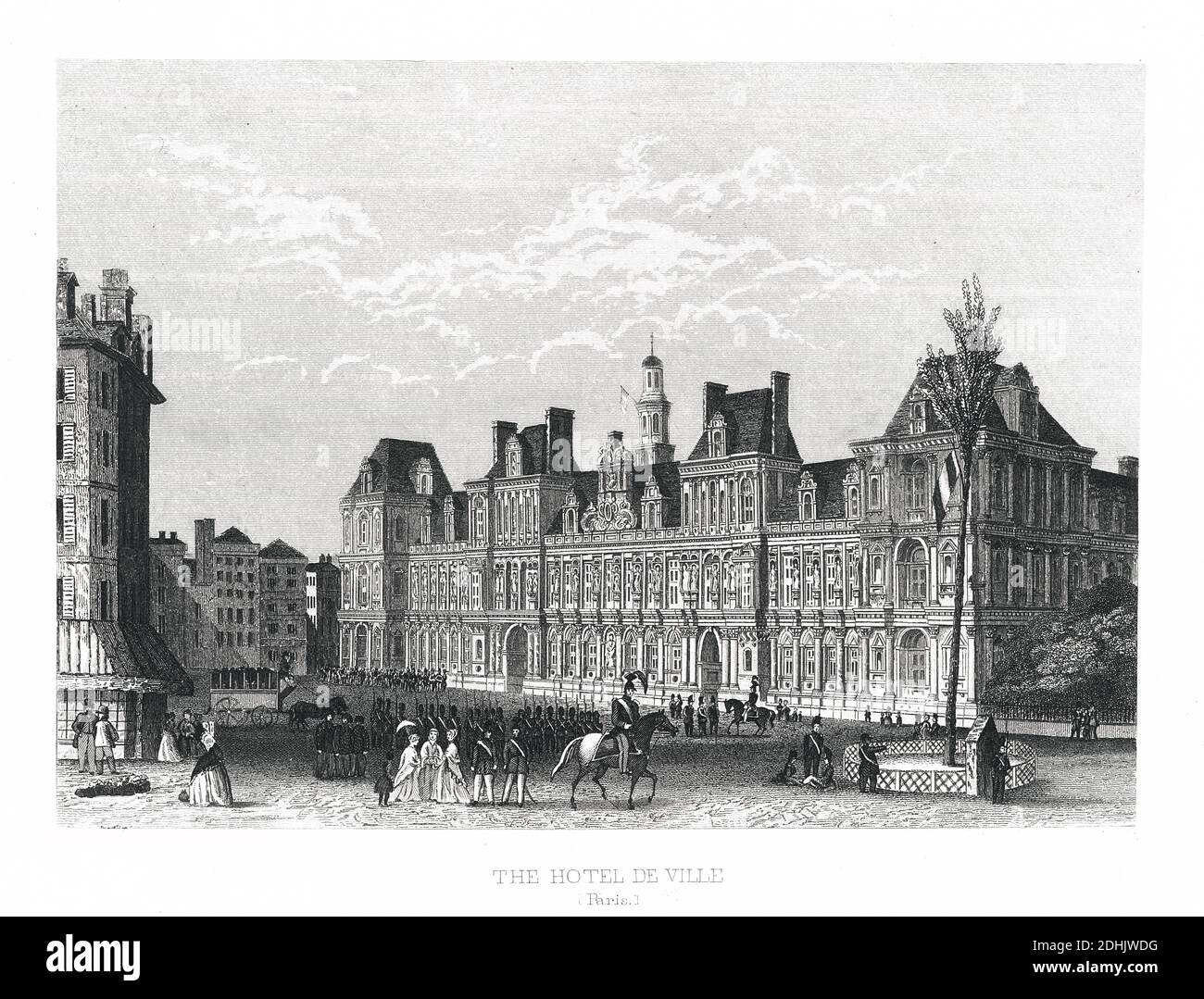 19.-Jahrhundert-Illustration des Hotels de Ville, Paris. Originalkunstwerk veröffentlicht in "Eine Bildgeschichte der großen Nationen der Welt: Von den frühesten Stockfoto