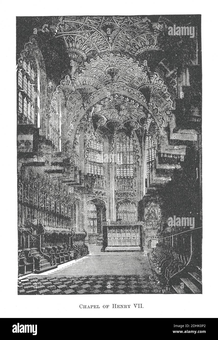 Im 19. Jahrhundert Illustration der Henry VII Lady Chapel, jetzt häufiger als die Henry VII Chapel bekannt, ist eine große Lady Chapel am äußersten östlichen Ende von Stockfoto