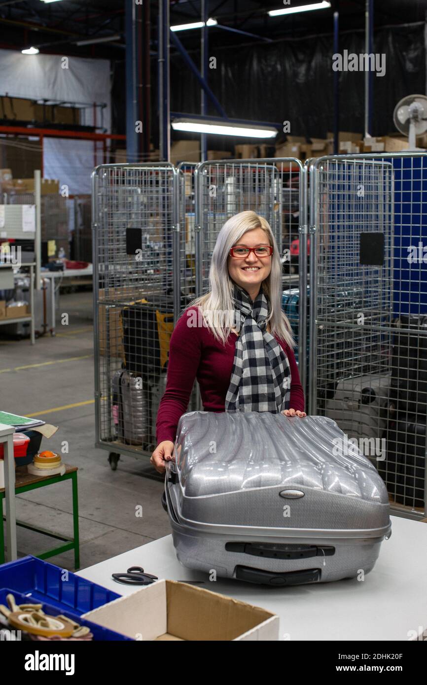 Produktionsstandort von Samsonite in Oudenaarde, Belgien Stockfoto