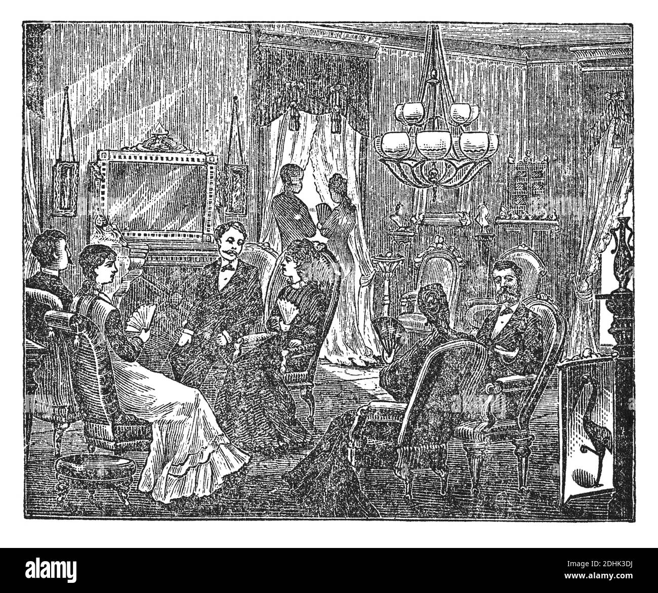 19. Jahrhundert Illustration der Etikette des Salon. Veröffentlicht in 'The National Encyclopedia of Business and Social Forms, Umarmung der Gesetze o Stockfoto