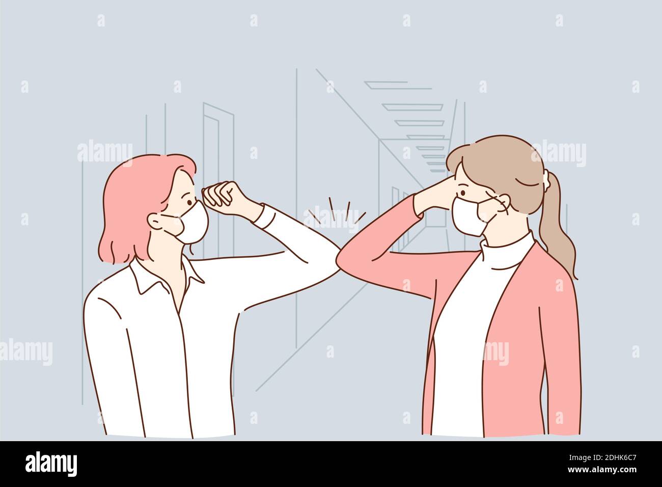 Schutz vor COVID-19-Pandemie, Gesundheitsversorgung und Arbeiten während des Ausbruchskonzepts Stock Vektor