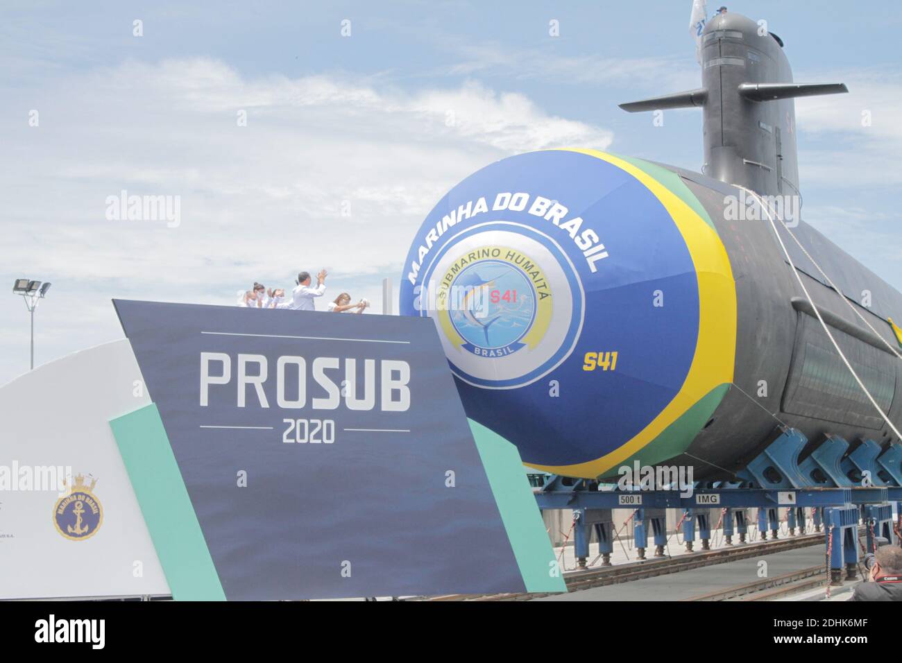 Itaguai, Brasilien. 11. Dez, 2020.ITAGUAÍ, RJ - 11.12.2020: LANÇAMENTO DO SUBMARINO HUMAITÁ - Eröffnungszeremonie des U-Bootes Humaitá und Integration des Rumpfes des U-Bootes Toneleiro, das heute Morgen (11) im Schiffskomplex von Itaguaí auf der Insel Madeira in der Stadt Itaguaí, RJ, stattfand. Quelle: Foto Arena LTDA/Alamy Live News Stockfoto