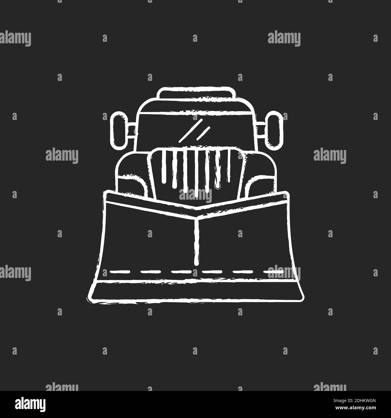 Schneeblätter für LKW Kreide weißes Symbol auf schwarzem Hintergrund Stock Vektor