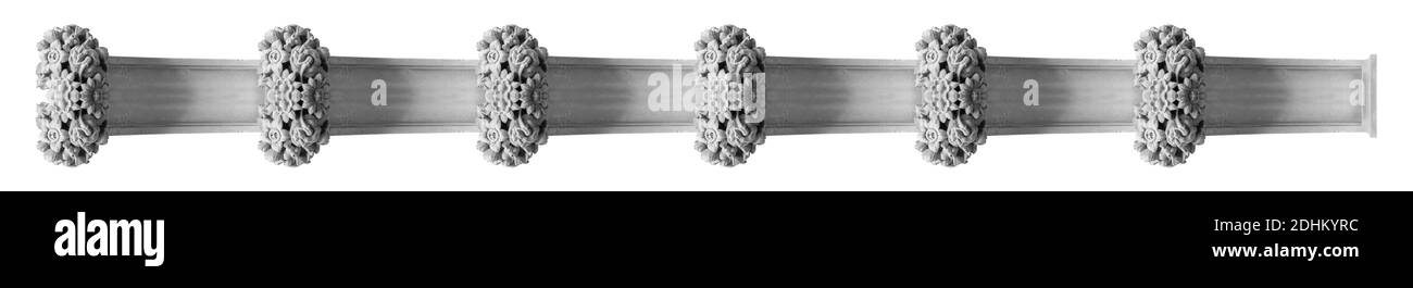 Elemente der architektonischen Dekoration von Gebäuden, Stuck Gips, Wandstruktur, Gipsformen und Muster. Auf den Straßen in Barcelona, öffentliche Plac Stockfoto