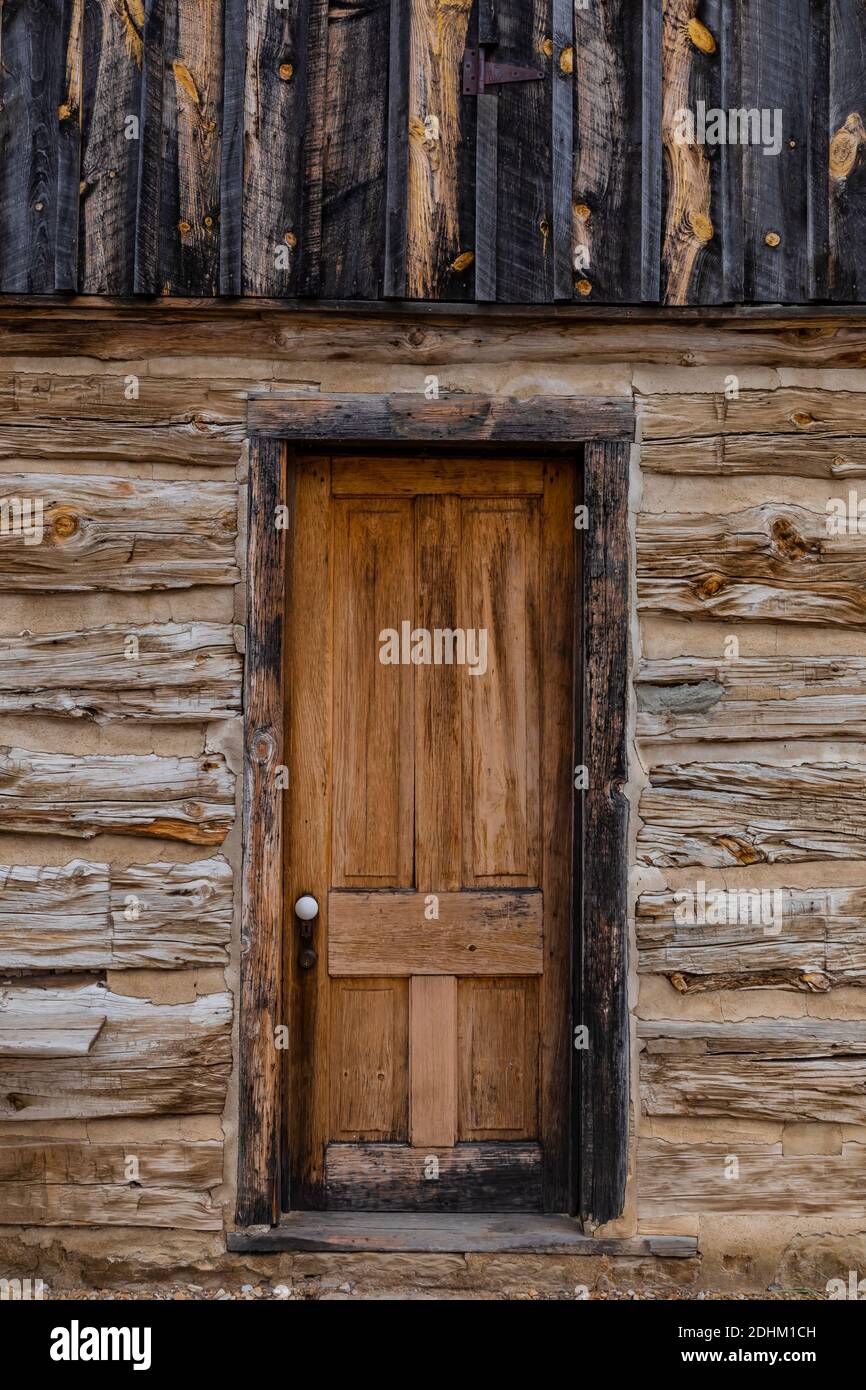 Die Maltesische Kreuzhütte, in der Theodore Roosevelt sich von Tragödien in seinem Leben erholte, im Theodore Roosevelt National Park in der Nähe von Medora, North Dakota, Stockfoto