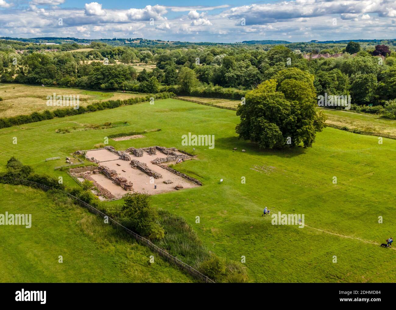 Abbey Meadows und Bordesley Abbey Luftbilder Stockfoto