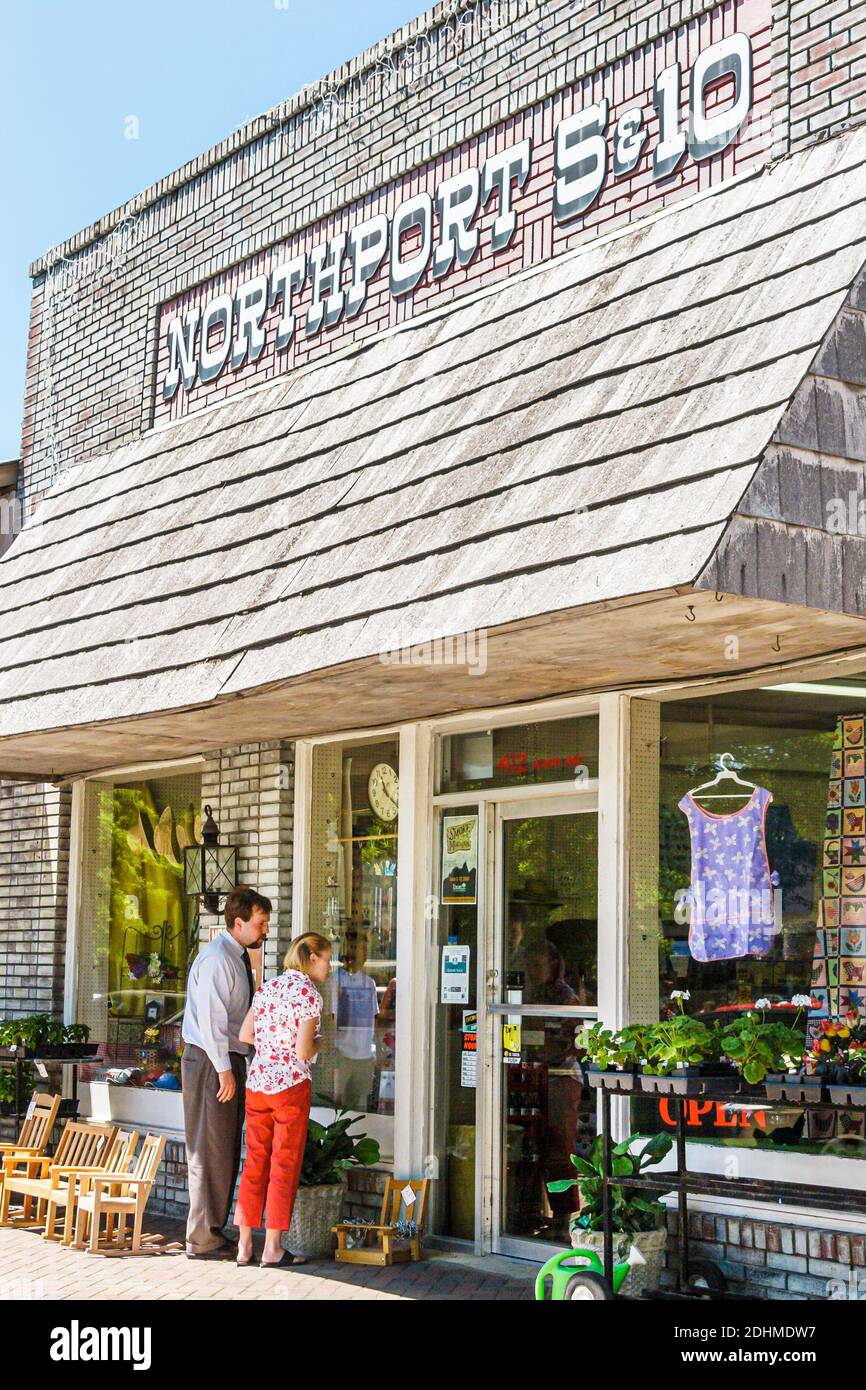 Alabama Northport Historic District 5 & 10 Discount General Store, Geschäfte vor dem äußeren Eingang, Stockfoto