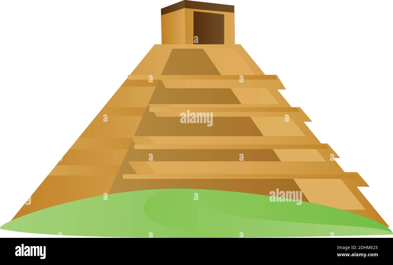 Alte maya-Pyramide mit Tempel auf der Oberseite Reise Symbol Bild Vektorgrafik mit weißem Hintergrund Stock Vektor