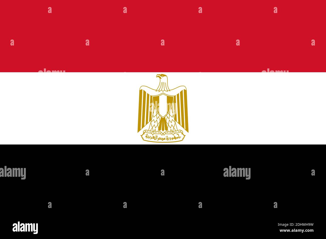 Flagge der Arabischen Republik Ägypten. Offizielle Farben. Korrektes Verhältnis. Vektorgrafik Stock Vektor