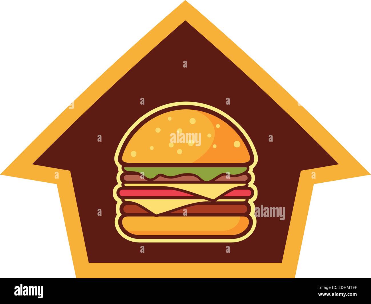 burger Home flach Symbol flach Logo Vektor Design-Konzept Stock Vektor