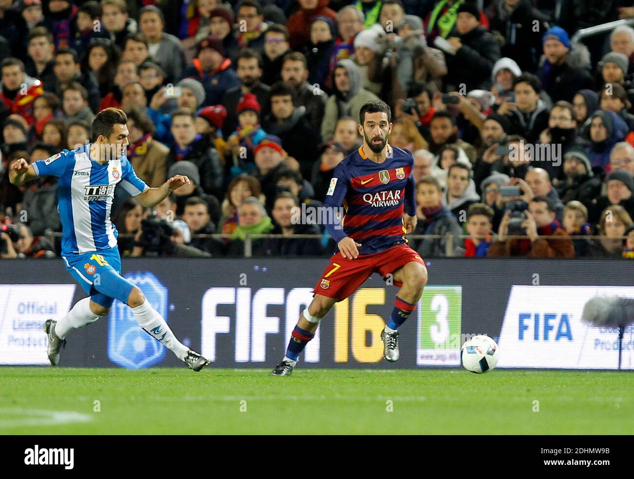 Arda Turan während des spanischen King Cup, FC Barcelona gegen RCD Espanyol, im Nou Camp, in Barcelona, Spanien am 06. januar 2016. Foto von Giuliano Bevilacqua/ABACAPRESS.COM Stockfoto