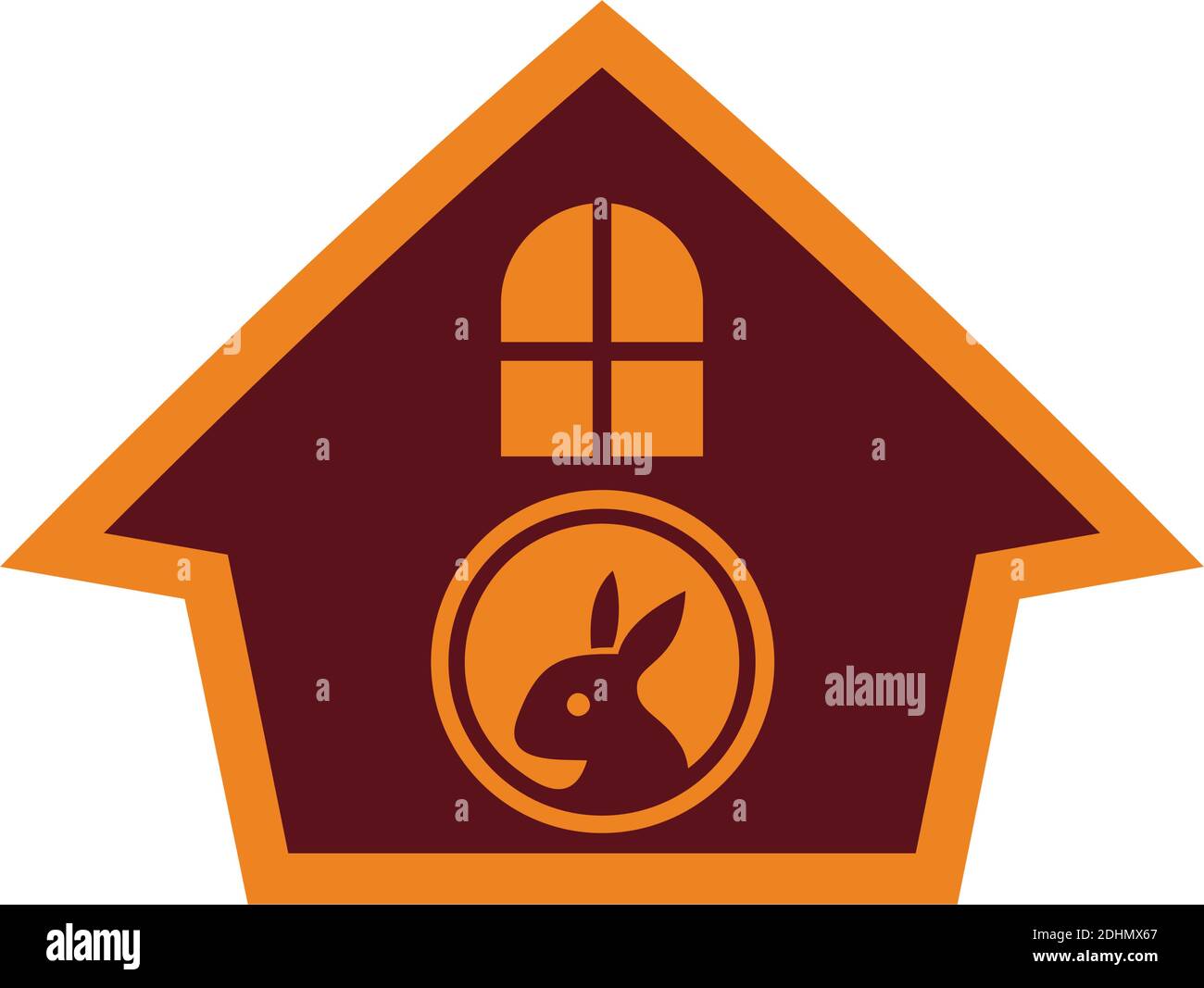 Kaninchen Haus Wohnung Symbol flache Logo Vektor Design-Konzept Stock Vektor